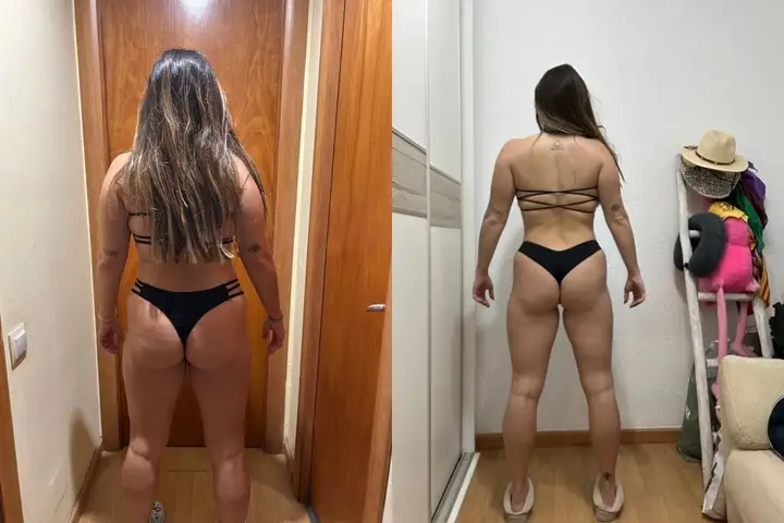 Cris antes y después, de espaldas
